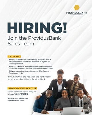 ProvidusBank Sales Team Trainee Program 2022/2023